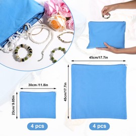 DIVINA VITAE 8Pcs Silver Storage Bags Anti Tarnish Cloth Storage Bag, Large Jewelry Storage Silver Protector Bags, Silver Polishing Cloth Bag for Sterling Silver Silverware Flatware Vase(2 Sizes)