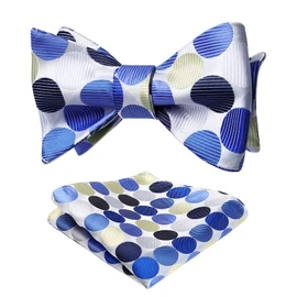 HISDERN Bow Ties for Men Polka Dot Selftie Bowtie and Pocket Square Classic Business Tuxedo Wedding Bowties Handkerchief