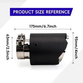 Atokrtact 2.5 Inch Inlet Matte Carbon Fiber Exhaust Tip, 2.5" Inlet 4" Outlet 6.6" Overall Length Stainless Steel Exhaust Tips (Matte Carbon Fiber+Wave Design)