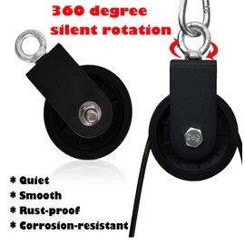 Cable Pulley 360 Rotation Traction Wheel 3.54 in Fitness Pulley Wheel Silence Smooth Detachable Cable Pulley System Gym Equipment for DIY Home Gym Attachment Hoists Ladder Lift Clothesline