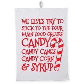 Hippowarehouse We elves try to stick to the four main food groups: candy, candy canes, candy corn, and syrup Tea Towel Eco Printed Dish Cloth Kitchen accessory 50cmx70cm 100% Cotton