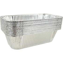 PACTOGO 5 lb. Aluminum Disposable Rectangle Loaf Pans For Serving, Baking, Cooking, Roasting, Broiling, Cakes Made in USA (Pack of 100)