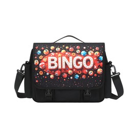 FOKDUVB Bingo Messenger Bag with Pockets for Daubers Dabbers Dobbers Water Resistant Crossbody Tote Bags with Laptop Sleeve Bingo Stuff Supplies Accessories for Women Gifts for Lovers (Bingo Balls)