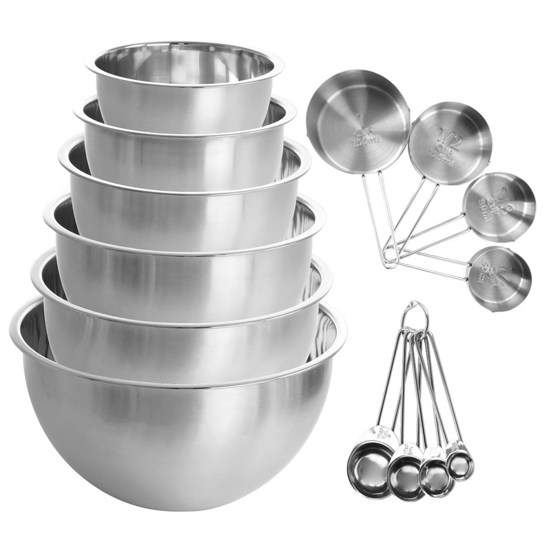 MegaChef 14 Piece Stainless Steel Measuring Cup and Spoon Set