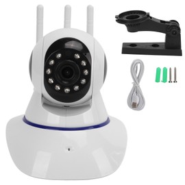 Wireless WiFi IP Camera Motion Detection Infrared Night Vision 2 Way Audio PTZ Cam 3 Antenna 100‑240VUK Plug