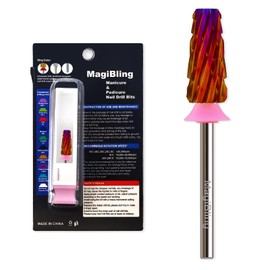 MagiBling Cross Cut Nail Drill Bits, 3/32'' Safety Tungsten Carbide Tapered Barrel Bit, Remove Gel Fast, Left and Right Hand Use, Manicure Pedicure Cuticle Soft Hard Gel Polishing, Triple Coarse.