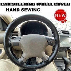 CHUSYYRAY 15" Car Steering Wheel Cover Genuine Leather For Land Rover Fashion 38cm Black