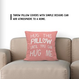 Sufamb Hug This Pillow Until You Can Hug Me Throw Pillow Covers Decor, 24'' x 24'' Pillow case, Boyfriend Girlfriend Birthday Gifts，Long Distance Relationships Gifts， Valentine's Day Gifts(Pink)