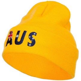 e4Hats.com Australia AUS Flag Embroidered Long Beanie - Yellow OSFM