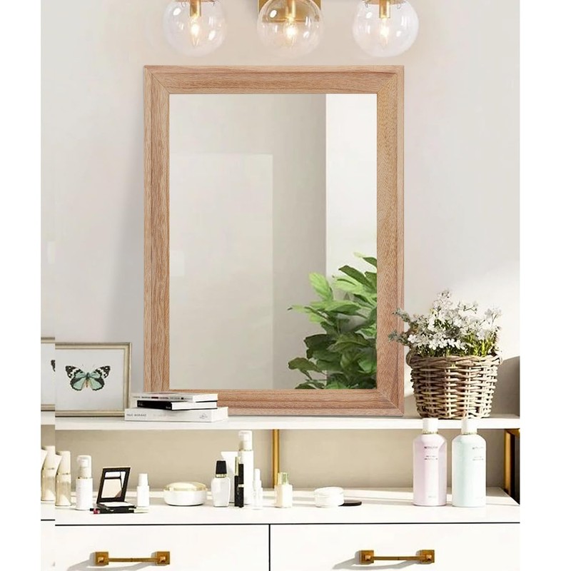 AAZZKANG Rustic Mirrors for Wall Rectangle Wooden Frame Hanging Mirror