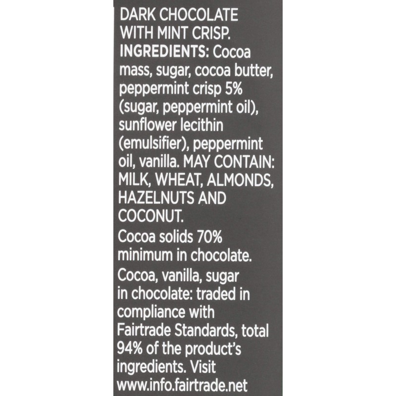 DIVINE CHOCOLATE Chocolate, 70% Dark Chocolate with Mint Crisp, 3