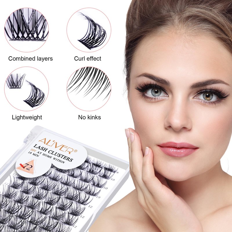 Lash Clusters DIY Eyelash Extensions, 72 Pcs Individual Lashes Cluster