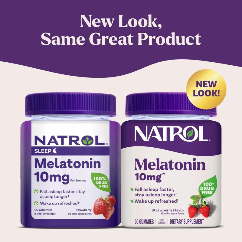 Natrol, Melatonina, Fresa, 10 Mg, 90 Gomitas, Melatonina Es Una