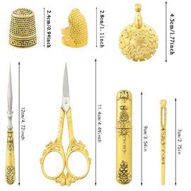 Vintage Embroidery Scissors Set, European Style Stainless Steel Sewing Tools for Sewing, Craft, Art Work, Needlework, Gold