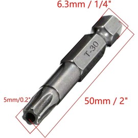 XMHF 10 Piece 50mm Long 1/4 Inch Hex Shank T30 Torx Head Magnetic Screw Driver Bit Set Security Tamper Proof Star 6 Point Screwdriver Kit Tools