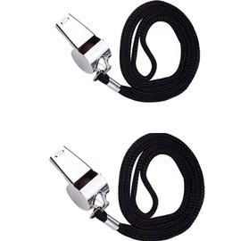 Yiyuanhe Stainless Steel Whistle, Coach Whistles Metal Whistle with Lanyard, Loud Crisp Sound Sports Whistles for Referees, Coaches, Polices, Training, Outdoor Sports and Emergency 2 Pack
