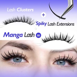 ACTROL Spiky Lash Clusters Individual Lashes 14-22mm Mix Length D Curl Premade Eyelash Cluster DIY Spikes Eyelash Cluster Wispy Lash Clusters Volume Fairy Lash Extension