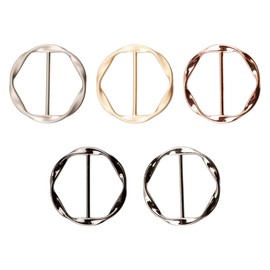 Tabanzhe 5 PCS T-Shirt Clips,Metal Scarf Clothing Ring Clips,Durable Clothes Corner Knotted Buckle Holder Silk Scarf Ring Wrap Circle Clips Gifts for Women Girls