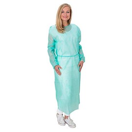 care & serve Disposable Fleece Gowns, Partially Laminated Protective Gowns, Pack of 10 (Green)