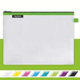 Leitz WOW 40260054 Travel Zip Bag, Transparent, Ideal for Organising Travel and Hand Luggage, Cosmetic Bag, Large, 30 x 23 cm, Green