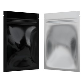 Mylar Style Barrier Bags – Zipper w/Heat Seal – 100 Bags (Matte Black/Matte Black, 1 Gram - 3″x4.5″)