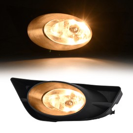 HECASA Left Fog Light w/Fog Light Bezel Compatible with 2009-2011 Honda Fit Replacement for HO2592122 33951-TK6-305 Fog Lamp Assembly w/Bulbs Clear Lens+Black bezel Driver Side