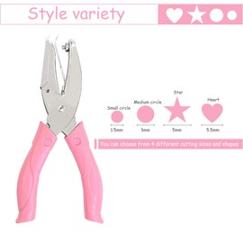 2 Pack Heart and Star 1/4 Inch Shaped Metal Single Handheld Hole Paper Punch Punchers with Soft-Handled for Tags Clothing Ticket