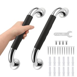 2 Pack Grab Bar Rail 16Inch Anti-Slip Bathroom Shower Grab Bars Stainless Steel Safety Handicap Handle for Seniors Elderly Wall Bath Bathtub Toilet Rail
