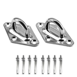 UTwaySteelPro 2 Pack M12 Rhombic Stainless Steel Ceiling Hooks Heavy Duty Pad Eye Plate U Hooks with Screws for Hanging Yoga Swing Hammocks