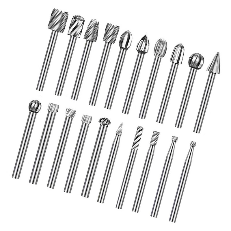 20Pcs Rotary File Burr Grinding Bit High Speed Steel Tool