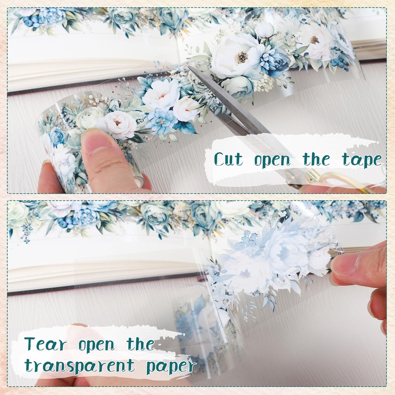 Sitsink Flower PET Tape for Journaling - Green Blue Flower