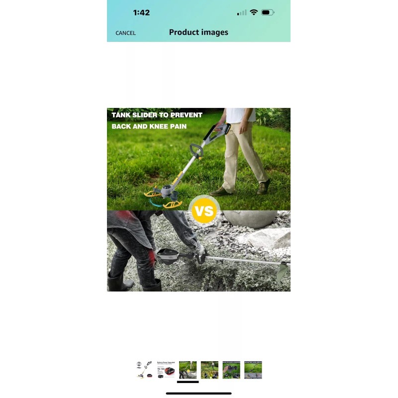 Patiox Electric Weed Trimmer Rechargeable With One 2.5 Ah Battery