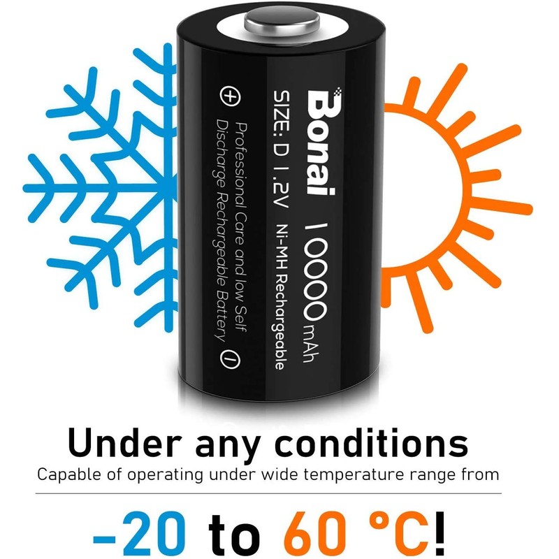 BONAI D Rechargeable Batteries 10,000mAh 1.2V Ni-MH High Capacity High