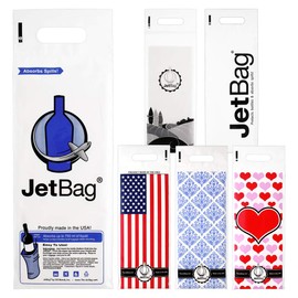 Jet Bag Wine Bag for Travel (Set of 6, Variety Sampler) - The Original Absorbent Reusable & Protective Bottle Bags - MADE IN THE USA