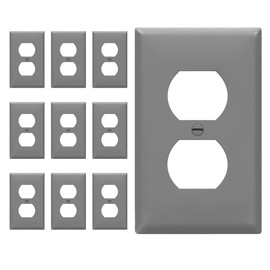 ENERLITES Duplex Wall Plates Kit, Home Electrical Outlet Cover, 1-Gang Standard Size, Unbreakable Polycarbonate Material, 8821-GY-10PCS, Gray, 10 Pack, Grey, 10 Count