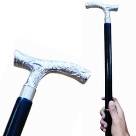 WAVE NAUTICAL Derby Brass Walking Stick with Brass Handle Solid Vintage Designer Wooden Seniors Antique Style Folding Walking Stick 36" Inches Walking Stick for Gentleman for Men and Women (Silver T)