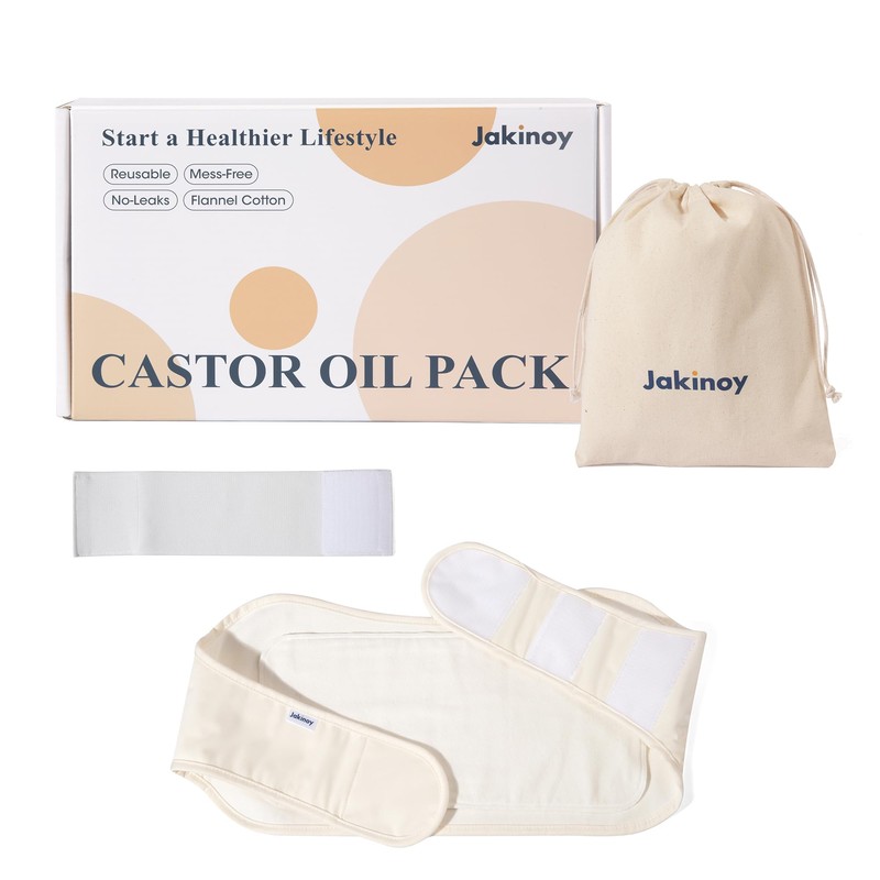 Castor Oil Pack Wrap, Comfort Fit, Cotton Flannel Pad, Reusable