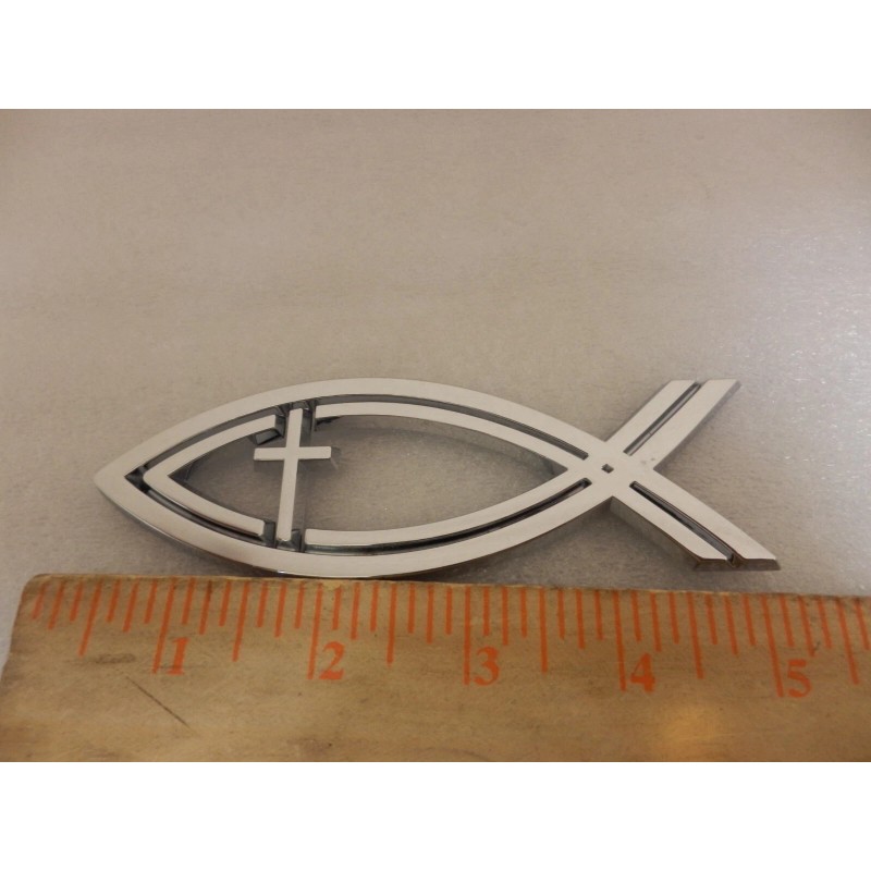fish JESUS Cross Religious Logo Christian Fish Symbol Chrome Car