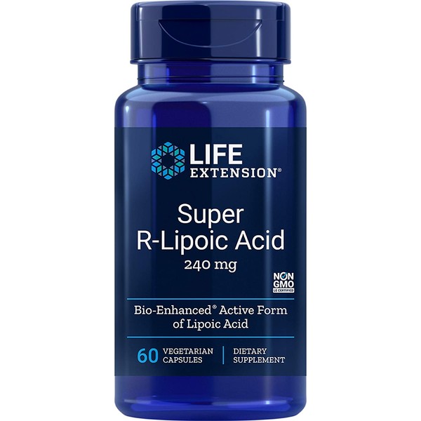 Life Extension Super R-Lipoic Acid 240 mg 60 Vegetarian Capsules — Provides More of the Active “R” Form of Lipoic Acid than Standard Formulas - Maintain Youthful Cellular Energy - Non-GMO, Gluten-Free