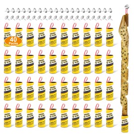 40 Pack Fruit Fly Traps for Indoors, Fly Traps Outdoor, gnat Traps for House Indoor, Fly Strips Tape Killer Catcher Paper Ribbon, Flying Insect Trap for Bug, Gnat, Insect, Mosquito