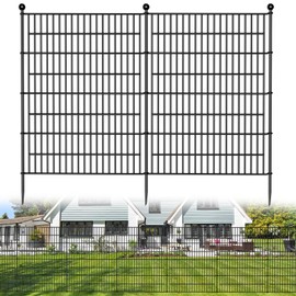 4 Panels No Dig Decorative Outdoor Garden Fence for Yard, 48 in(H) X 10.5 ft(L) Animal Barrier Fencing Rustproof Metal Wire Panel Border for Dog, Rabbits, and Patio Temporary Ground Stakes