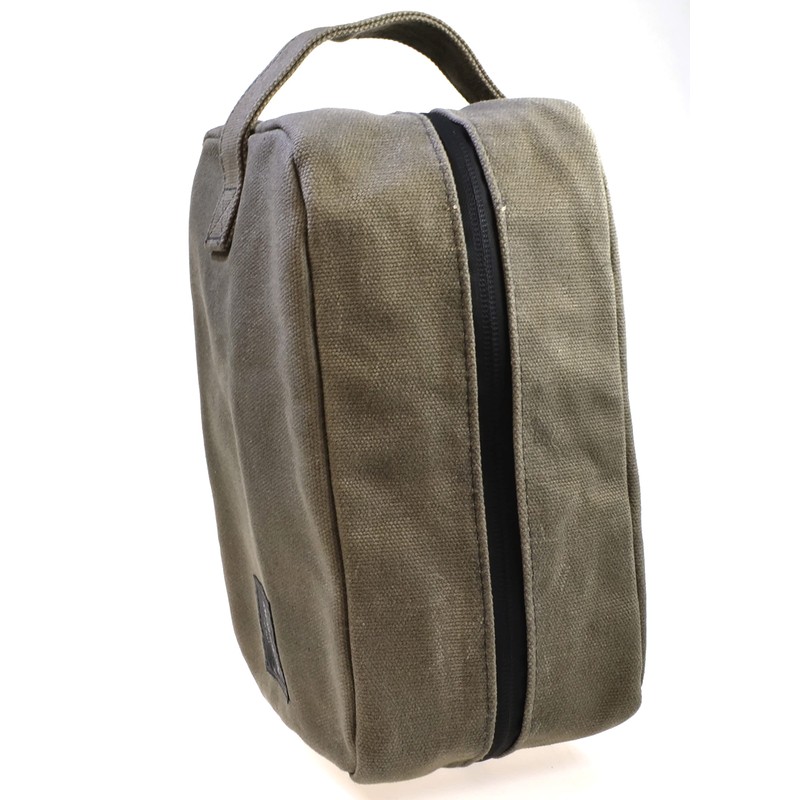 Meridian to-Go Mens Toiletries Wash Bag Khaki Heavy Waxed Canvas