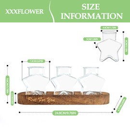 XXXFLOWER Plant Propagation Station with Wooden Stand，Air Plant Terrarium Starter Kits Star Vases for Flowers Plant Cutting Rooting Pots Indoor Hydroponic Glass Planter for Plant Lovers,3 Jars