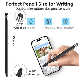Pack of 3 Tablet Pen, Touchscreen Pen, 2 in 1 Rubber Stylus Touch Pen, Touchscreen Pen, High Precision Fibre Tip, Universal Stylus Pen Compatible with All Mobile Phones/Tablets/Smartwatches