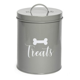 Park Life Designs Dog Treat Jar - Metal Pet Food Container 1.4 Liter (Gray) | Treat Jar- Dog and Cat Treat Container with Lid, Keeps Treats Fresh and Pets Happy| Easy to Clean, Dishwasher Safe