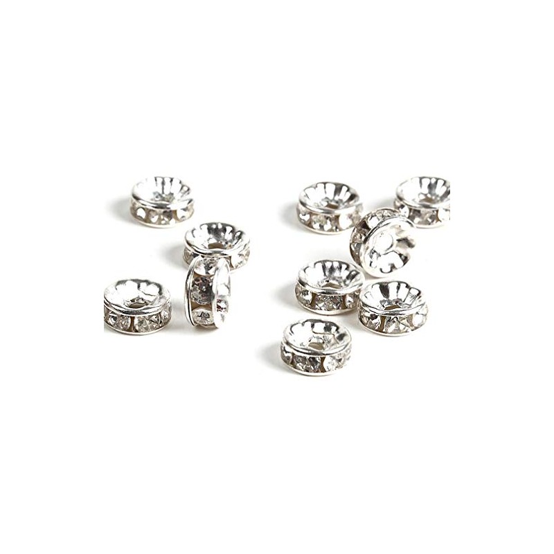 Kyozudou Rondel Rondelle 10mm Silver Flat Type 100pcs (Stainless Steel)