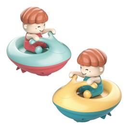 NEXTAKE Windup Yacht Bath Toy, Funny Bathtub Speed Boat Toy Clockwork Ski Jet Ship Toy Speedboat Tub Toy Yacht Water Toy for Boys and Girls (2 in 1)