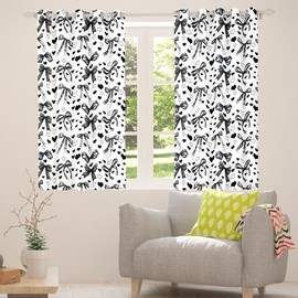 Erosebridal Black Princess Bow Window Curtains 2 Panels 42" Wx84 L Cute Bowknot Blackout Curtains for Kids Girls Teen Kawaii Room Decor,Girly Love Heart Window Treatments Drapes for Living Room