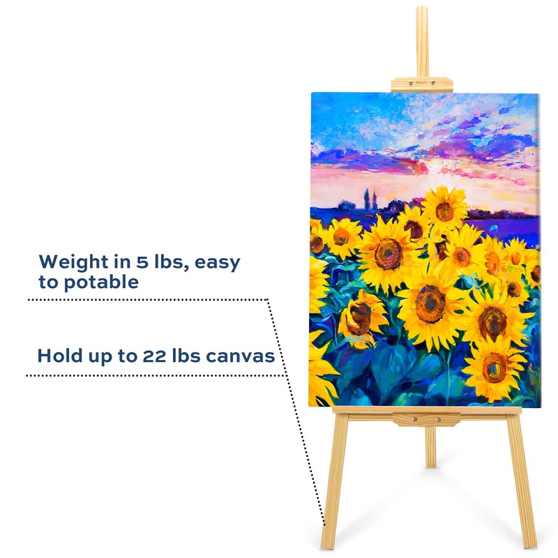 Wooden Easel Stand for Painting, 45" Adjustable Height Folding Art