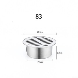 Round Stainless Steel Floor Drain Metal Steel Gully Grid Shower Anti Clogging Filter Home Tools for Outdoor Balcony Yard (Ø 83mm)